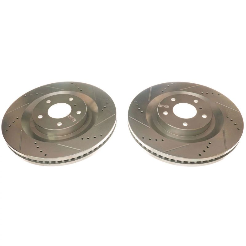 Infiniti QX50 Brake Rotors (2) - Front - PowerStop - Evolution Drilled & Slotted - Silver - `19-`20