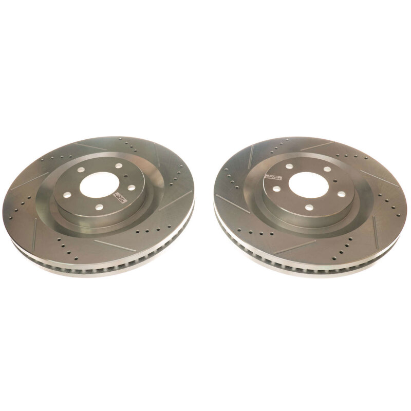 Infiniti QX50 Brake Rotors (2) - Front - PowerStop - Evolution Drilled & Slotted - Silver - `19-`20
