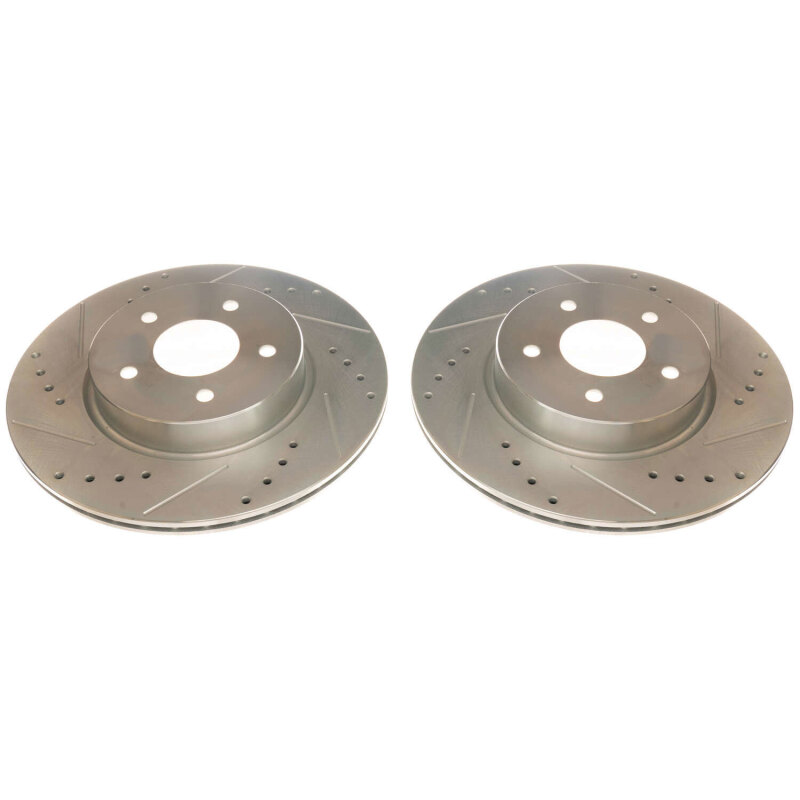 Infiniti QX50 Brake Rotors (2) - Rear - PowerStop - Evolution Drilled & Slotted - Silver - `19-`20