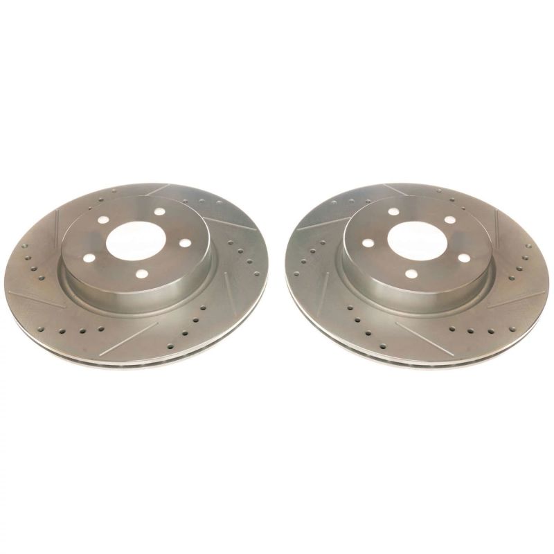 Infiniti QX50 Brake Rotors (2) - Rear - PowerStop - Evolution Drilled & Slotted - Silver - `19-`20