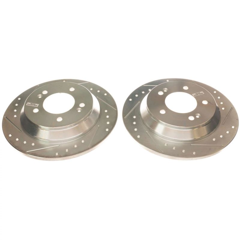 Hyundai Kona Brake Rotors (2) - Rear - PowerStop - Evolution Drilled & Slotted - Silver - `18-`20