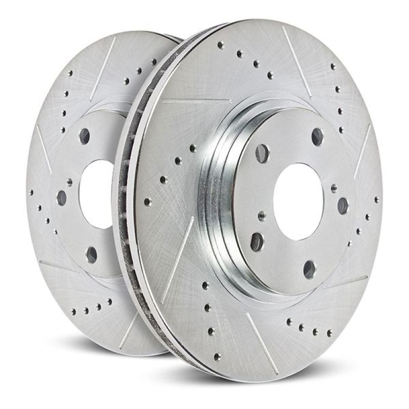 Subaru Ascent Brake Rotor (2) - Rear - PowerStop - Evolution Drilled & Slotted - Silver - `19-`20