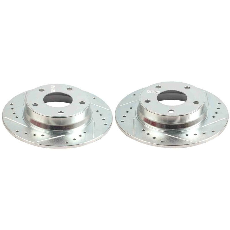 Nissan Sentra Brake Rotors (2) - Rear - PowerStop - Drilled & Slotted - Silver - `20-`25
