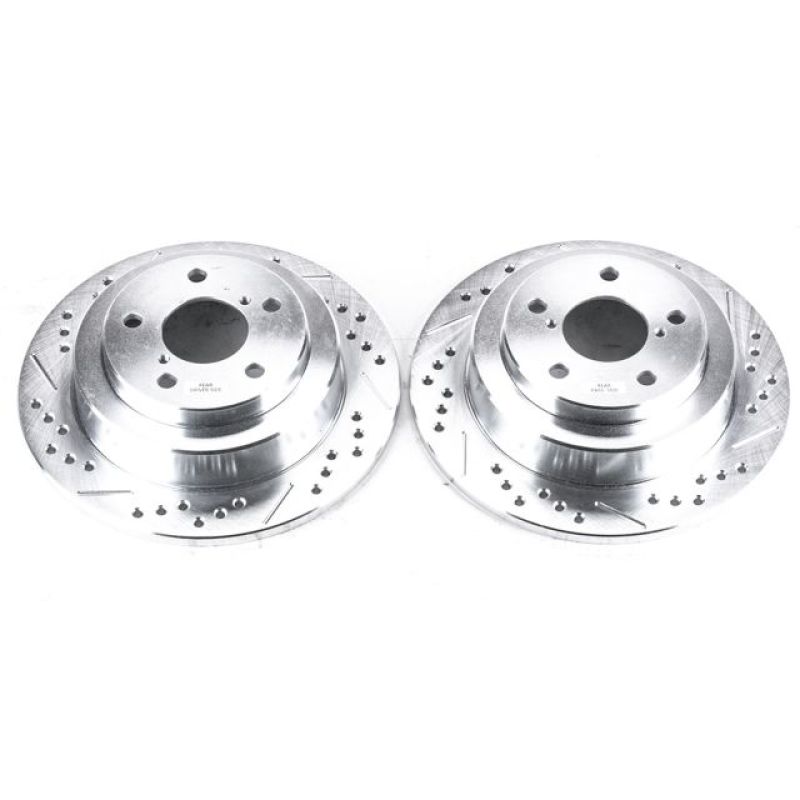 Subaru Forester Brake Rotor (2) - Rear - PowerStop - Evolution Drill/Slot - Silver - `99-`08 Subaru Forester Brake Rotor (2) - Rear - PowerStop - Evolution Drill/Slot - Silver - `99-`08