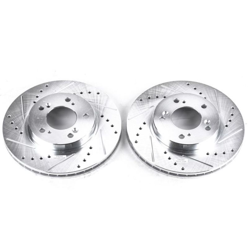 Honda CR-V Brake Rotors (2) - Front - PowerStop - Evolution Drilled & Slotted - Silver - `97-`01 Honda CR-V Brake Rotors (2) - Front - PowerStop - Evolution Drilled & Slotted - Silver - `97-`01