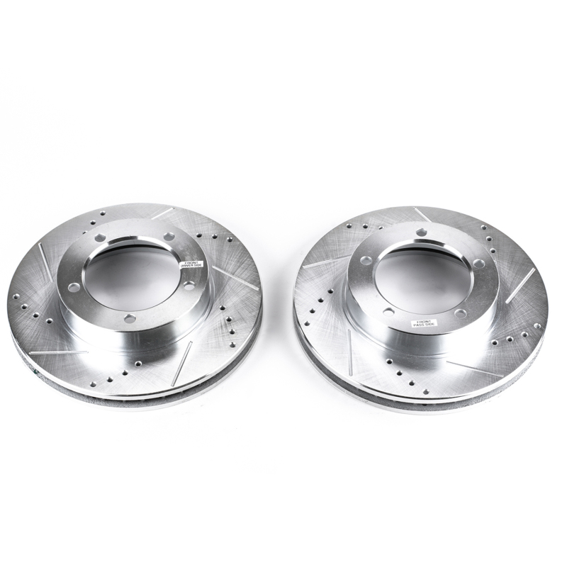 Lexus LX470 Brake Rotors (2) - Front - PowerStop - Evolution Drilled & Slotted - Silver - `98-`07