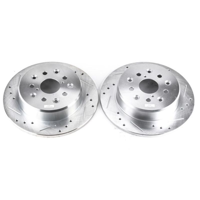Lexus GS300 Brake Rotors (2) - Rear - PowerStop - Evolution Drilled & Slotted - Silver - `98-`05