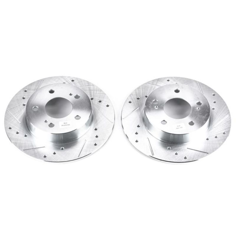 Infiniti I30 Brake Rotors (2) - Rear - PowerStop - Evolution Drilled & Slotted - Silver - `96-`01
