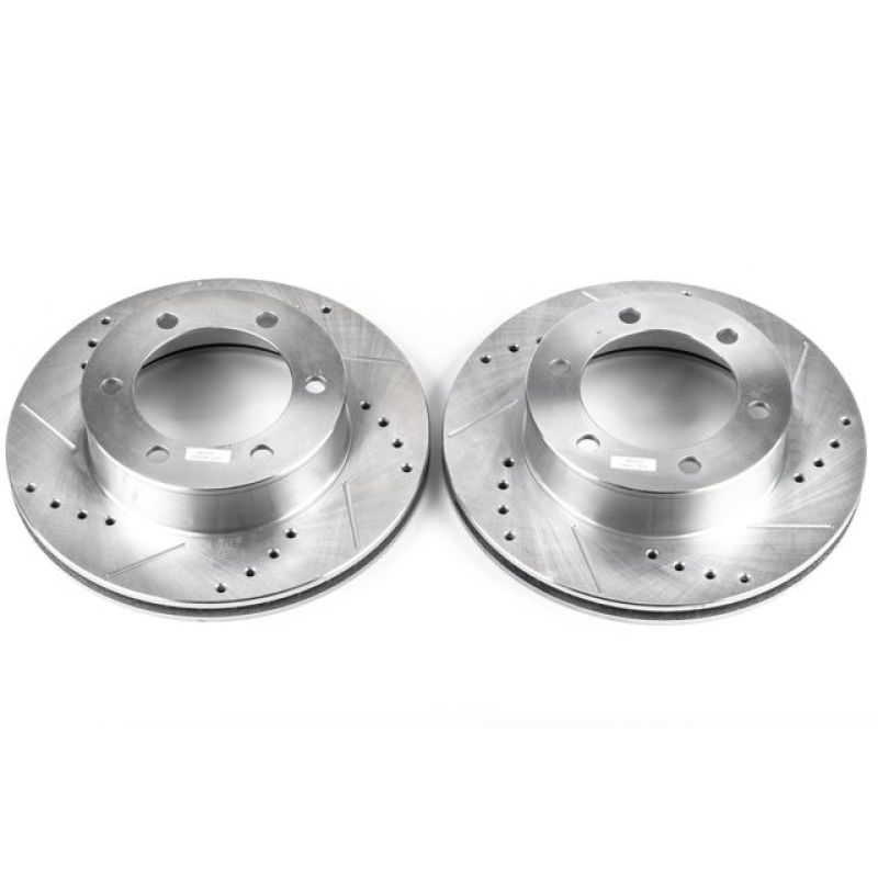 Toyota 4Runner Brake Rotors (2) - Front - PowerStop - Evolution Drilled & Slotted - Silver - `96-`02 Toyota 4Runner Brake Rotors (2) - Front - PowerStop - Evolution Drilled & Slotted - Silver - `96-`02