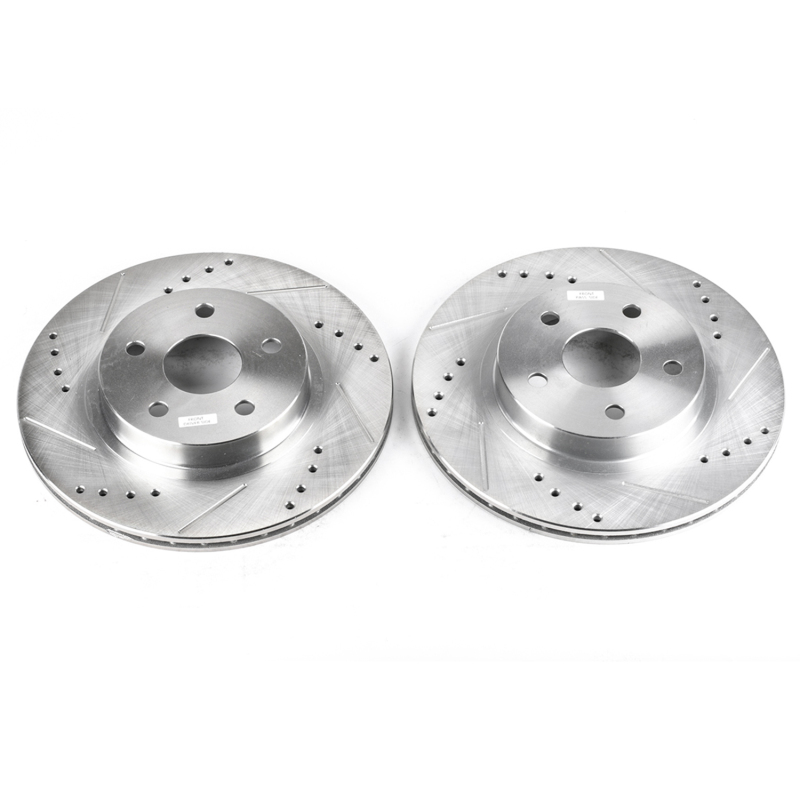 Toyota RAV4 Brake Rotors (2) - Front - PowerStop - Evolution Drilled & Slotted - Silver - `96-`00