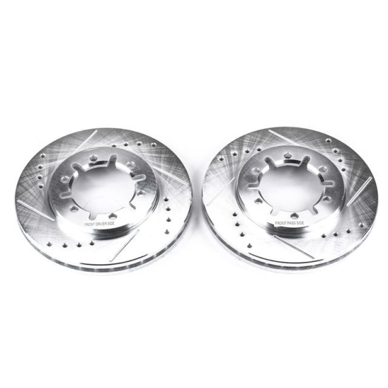 Nissan Frontier Brake Rotors (2) - Front - PowerStop - Evolution Drilled & Slotted - Silver - `98-`04 Nissan Frontier Brake Rotors (2) - Front - PowerStop - Evolution Drilled & Slotted - Silver - `98-`04