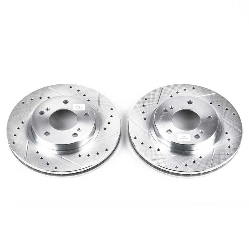 Infiniti I30 Brake Rotors (2) - Front - PowerStop - Evolution Drilled & Slotted - Silver - `00-`01