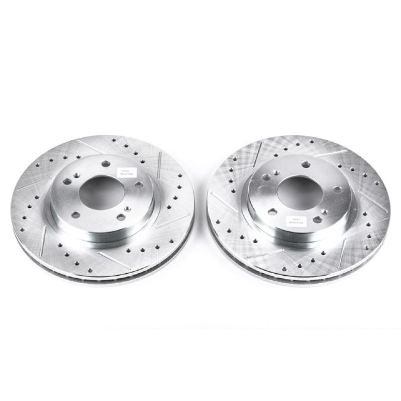 Infiniti I30 Brake Rotors (2) - Front - PowerStop - Evolution Drilled & Slotted - Silver - `00-`01
