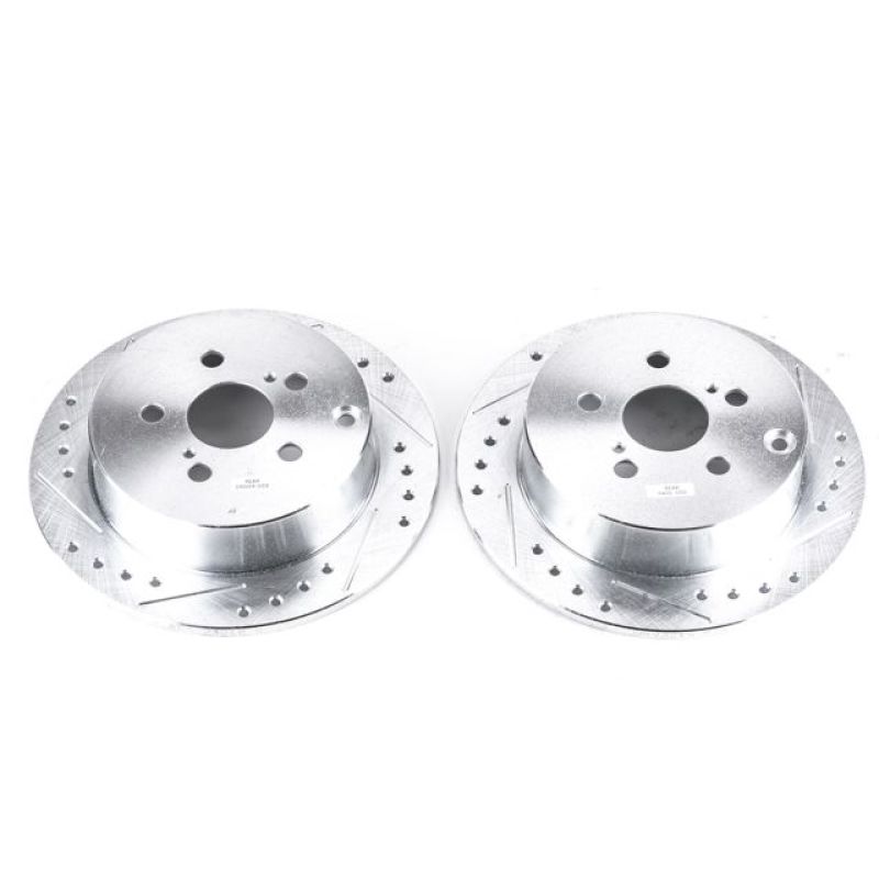 Pontiac Vibe Brake Rotors (2) - Rear - PowerStop - Evolution Drilled & Slotted - Silver - `03-`06