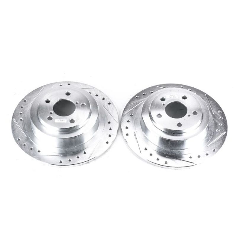 Subaru Baja Brake Rotor (2) - Rear - PowerStop - Evolution Drilled & Slotted - Silver - `03-`06 Subaru Baja Brake Rotor (2) - Rear - PowerStop - Evolution Drilled & Slotted - Silver - `03-`06