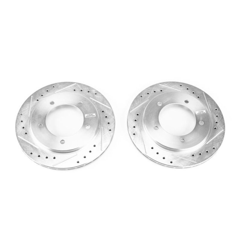 Chevrolet Tracker Brake Rotors (2) - Front - PowerStop - Evolution Drilled & Slotted - Silver - `99-`04