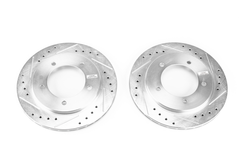 Chevrolet Tracker Brake Rotors (2) - Front - PowerStop - Evolution Drilled & Slotted - Silver - `99-`04