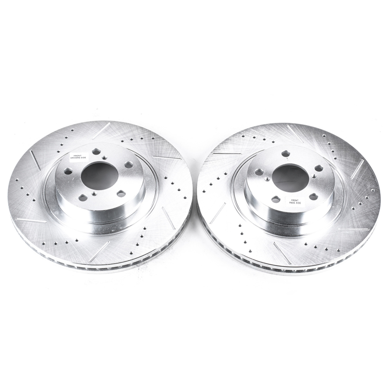 Saab 9-2X Brake Rotor (2) - Front - PowerStop - Evolution Drilled & Slotted - Silver - `05-`06