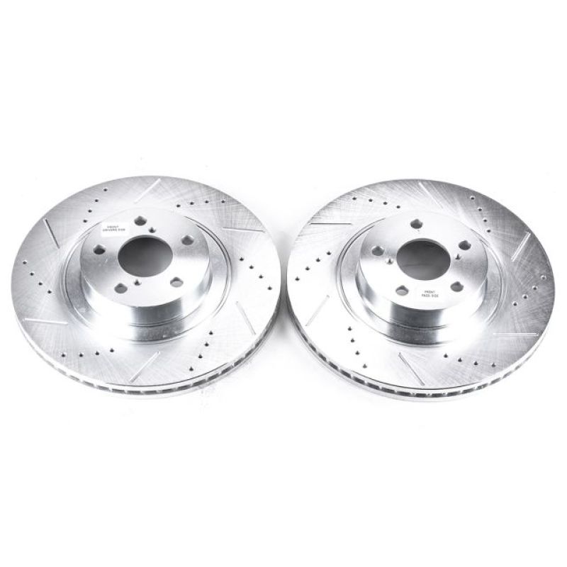Subaru Baja Brake Rotor (2) - Front - PowerStop - Evolution Drilled & Slotted - Silver - `03-`06 Subaru Baja Brake Rotor (2) - Front - PowerStop - Evolution Drilled & Slotted - Silver - `03-`06