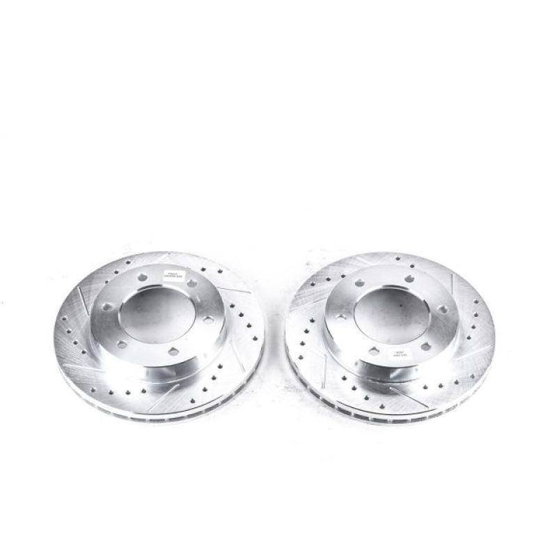 Honda Passport Brake Rotors (2) - Front - PowerStop - Evolution Drilled & Slotted - Silver - 2002