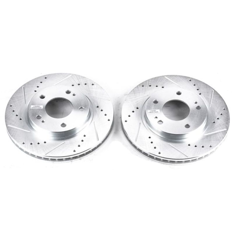 Mitsubishi Outlander Brake Rotor (2) - Front - PowerStop - Evolution Drilled & Slotted - Silver - `03-`04 Mitsubishi Outlander Brake Rotor (2) - Front - PowerStop - Evolution Drilled & Slotted - Silver - `03-`04