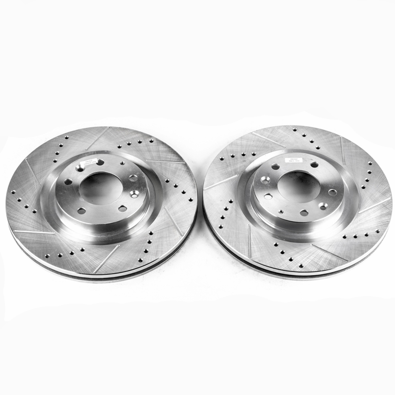 Mazda RX-8 Brake Rotors (2) - Front - PowerStop - Evolution Drilled & Slotted - Silver - `04-`11