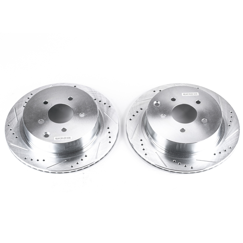 Infiniti FX35 Brake Rotors (2) - Rear - PowerStop - Evolution Drilled & Slotted - Silver - `03-`12