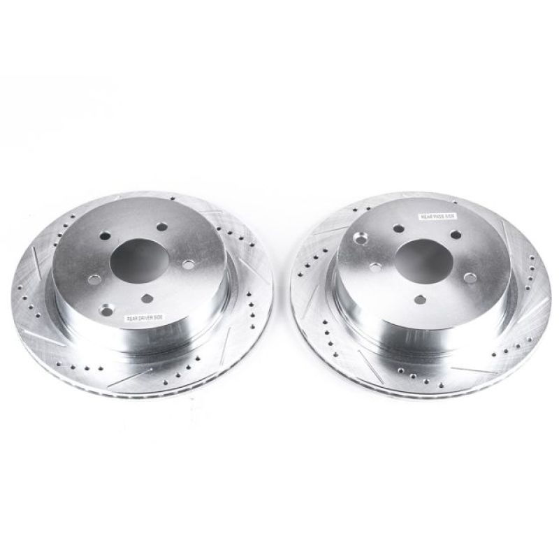 Infiniti FX35 Brake Rotors (2) - Rear - PowerStop - Evolution Drilled & Slotted - Silver - `03-`12