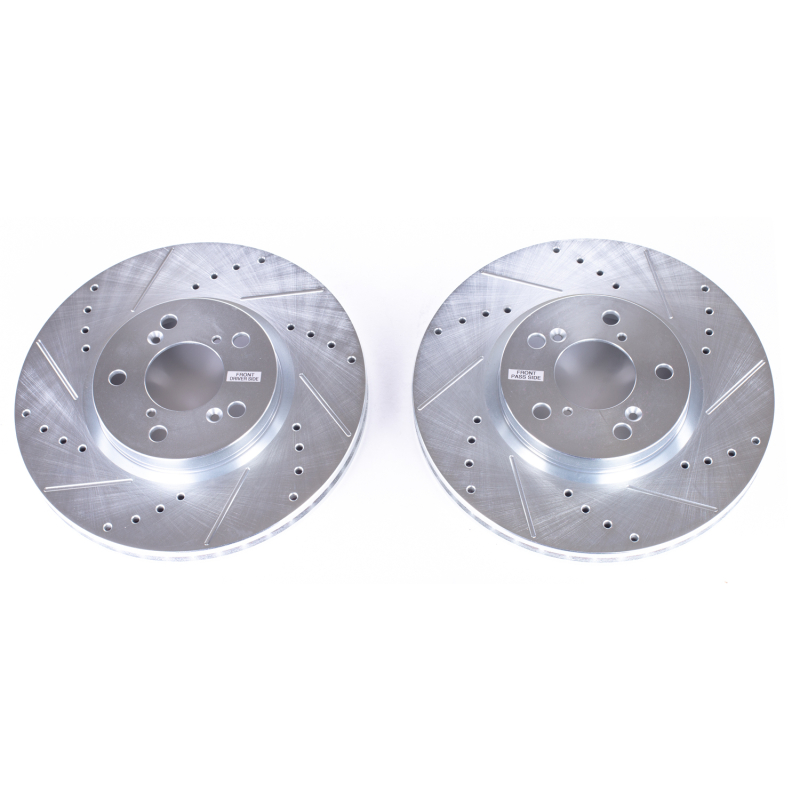 Honda Ridgeline Brake Rotors (2) - Front - PowerStop - Evolution Drilled & Slotted - Silver - `06-`14