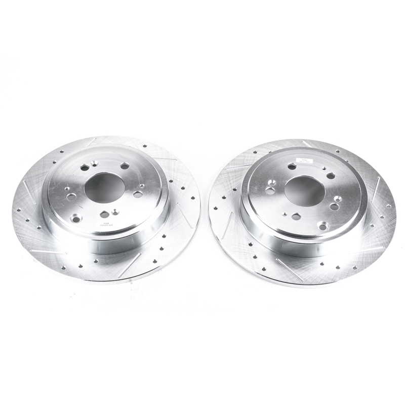Honda Ridgeline Brake Rotors (2) - Rear - PowerStop - Evolution Drilled & Slotted - Silver - `06-`14