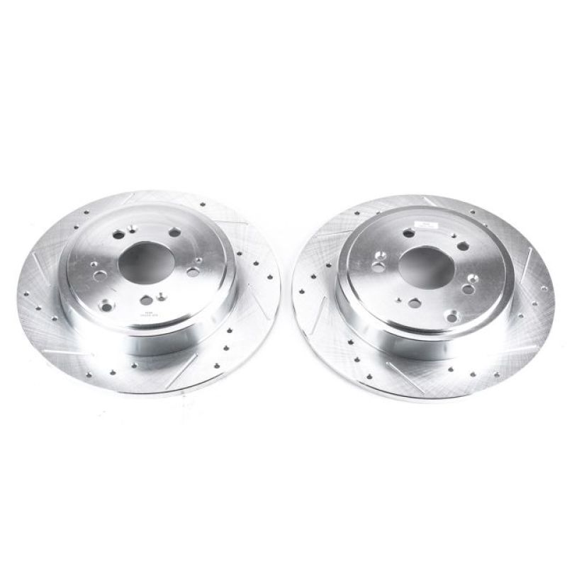 Honda Ridgeline Brake Rotors (2) - Rear - PowerStop - Evolution Drilled & Slotted - Silver - `06-`14