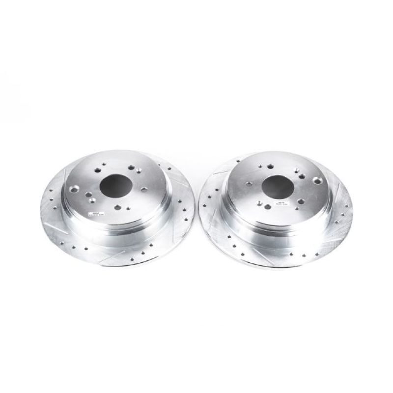 Honda Odyssey Brake Rotors (2) - Rear - PowerStop - Evolution Drilled & Slotted - Silver - `02-`04