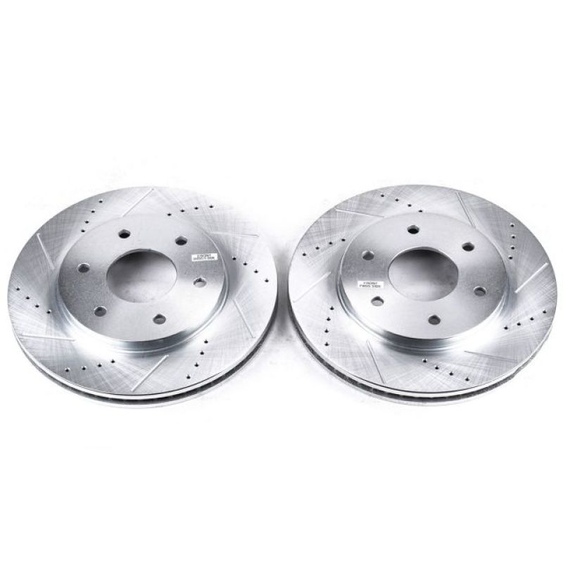 Infiniti QX56 Brake Rotors (2) - Front - PowerStop - Evolution Drilled & Slotted - Silver - `04-`05