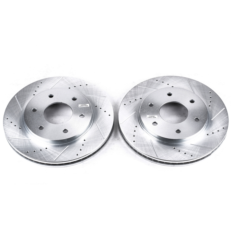 Infiniti QX56 Brake Rotors (2) - Front - PowerStop - Evolution Drilled & Slotted - Silver - `04-`05