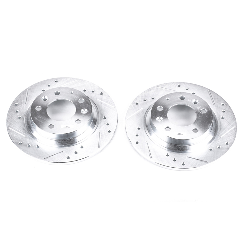 Ford Fusion Brake Rotors (2) - Rear - PowerStop - Evolution Drilled & Slotted - Silver - `06-`12
