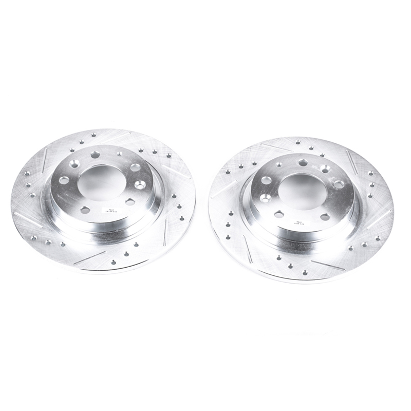 Ford Fusion Brake Rotors (2) - Rear - PowerStop - Evolution Drilled & Slotted - Silver - `06-`12