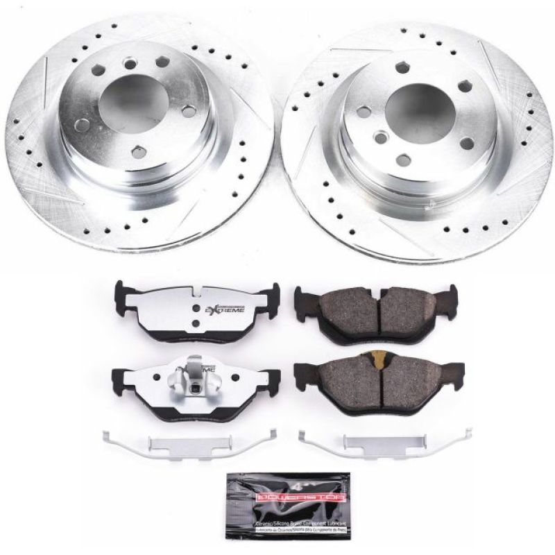 BMW 3 Series Brake Kit - Rear - PowerStop - Drilled & Slotted Rotors + Carbon-Fiber Ceramic Pads - 2006