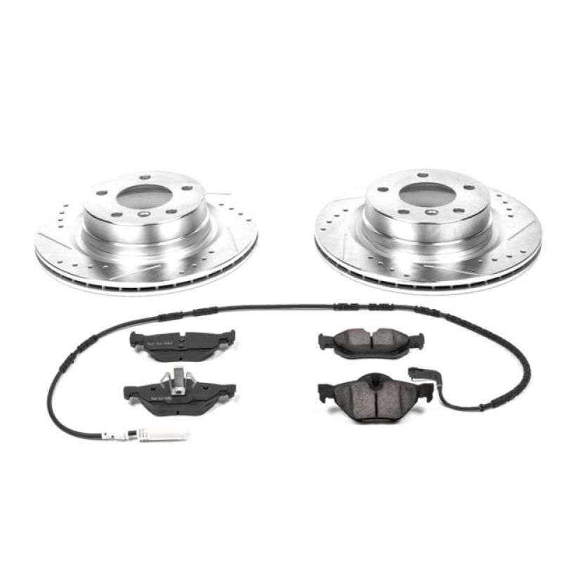 BMW 3 Series Brake Kit - Rear - PowerStop - Drilled & Slotted Rotors + Carbon-Fiber Ceramic Pads - 2006