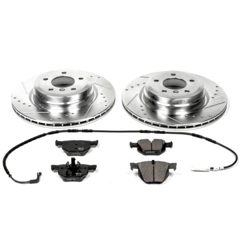 BMW 3 Series Brake Kit - Rear - PowerStop - Drilled & Slotted Rotors + Carbon-Fiber Ceramic Pads - 2006