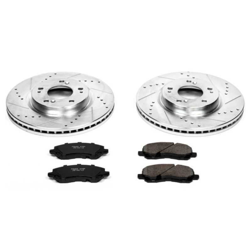 Mitsubishi Eclipse Brake Kit - Front - PowerStop - Drilled & Slotted Rotors + Carbon-Fiber Ceramic Pads - `06-`12 Mitsubishi Eclipse Brake Kit - Front - PowerStop - Drilled & Slotted Rotors + Carbon-Fiber Ceramic Pads - `06-`12