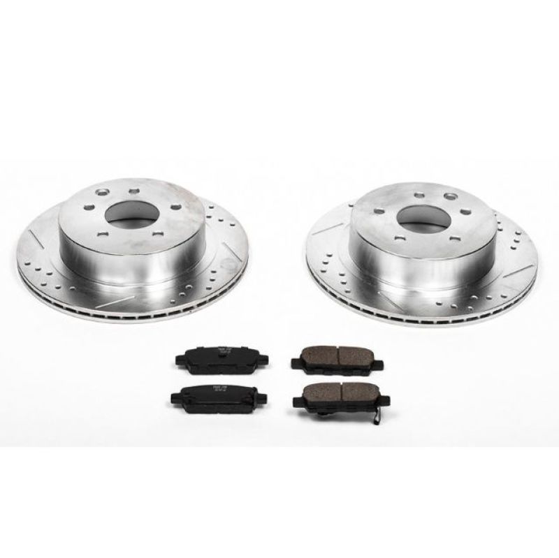Infiniti G35 Brake Kit - Rear - PowerStop - Drilled & Slotted Rotors + Carbon-Fiber Ceramic Pads - `03-`05 Infiniti G35 Brake Kit - Rear - PowerStop - Drilled & Slotted Rotors + Carbon-Fiber Ceramic Pads - `03-`05