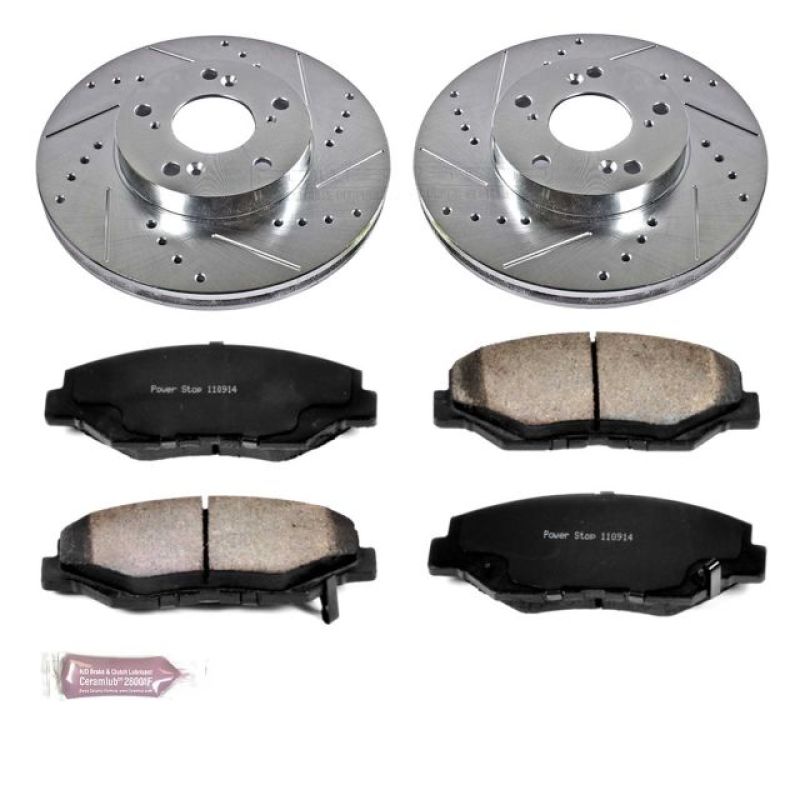 Acura ILX Brake Kit - Front - PowerStop - Drilled & Slotted Rotors + Carbon-Fiber Ceramic Pads - `14-`15 Acura ILX Brake Kit - Front - PowerStop - Drilled & Slotted Rotors + Carbon-Fiber Ceramic Pads - `14-`15