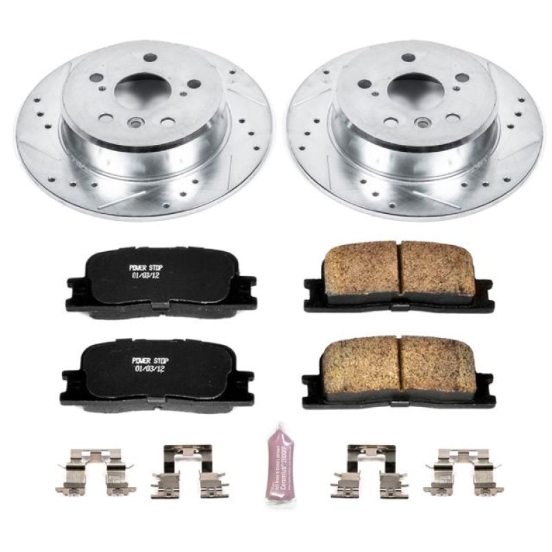 Toyota Highlander Brake Kit - Rear - PowerStop - Drilled & Slotted Rotors + Carbon-Fiber Ceramic Pads - `01-`03
