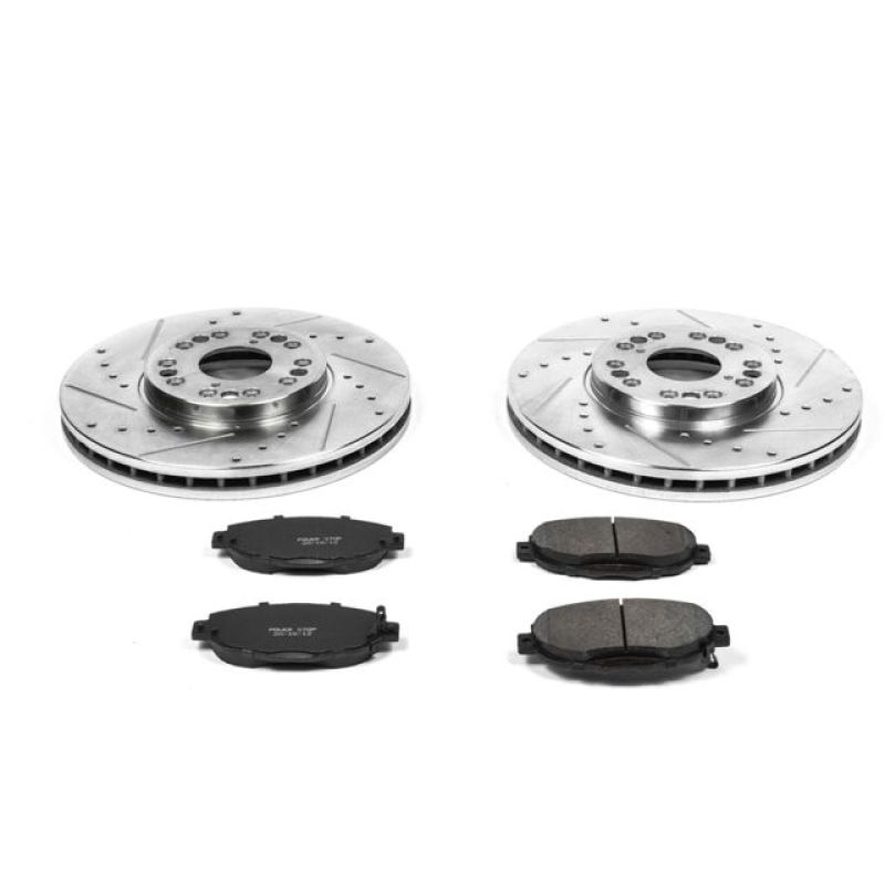 Lexus SC300 Brake Kit - Front - PowerStop - Drilled & Slotted Rotors + Carbon-Fiber Ceramic Pads - `99-`00