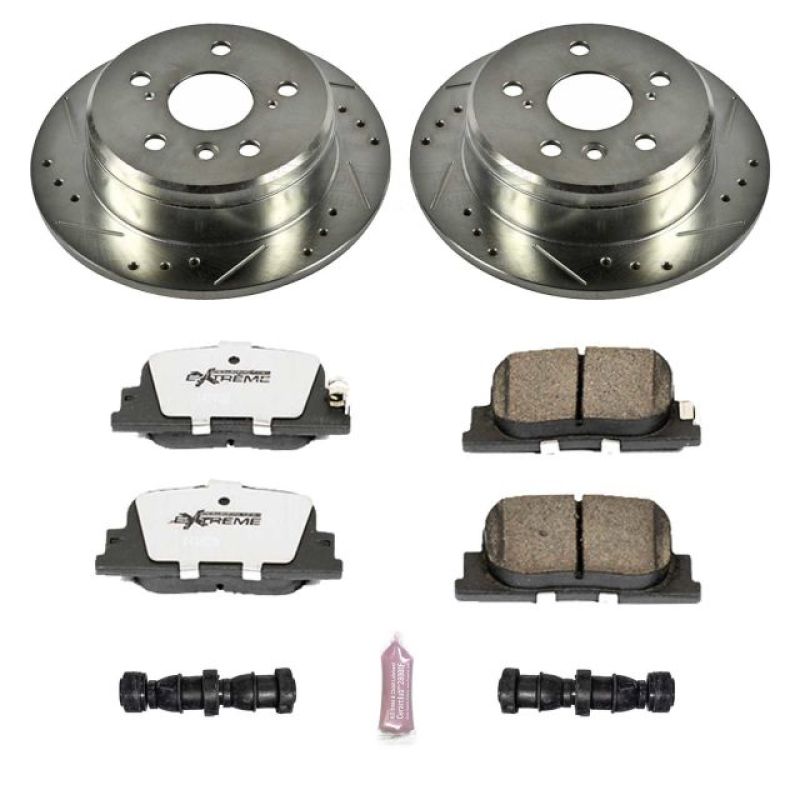 Lexus ES300 Brake Kit - Rear - PowerStop - Drilled & Slotted Rotors + Carbon-Fiber Ceramic Pads - `00-`01