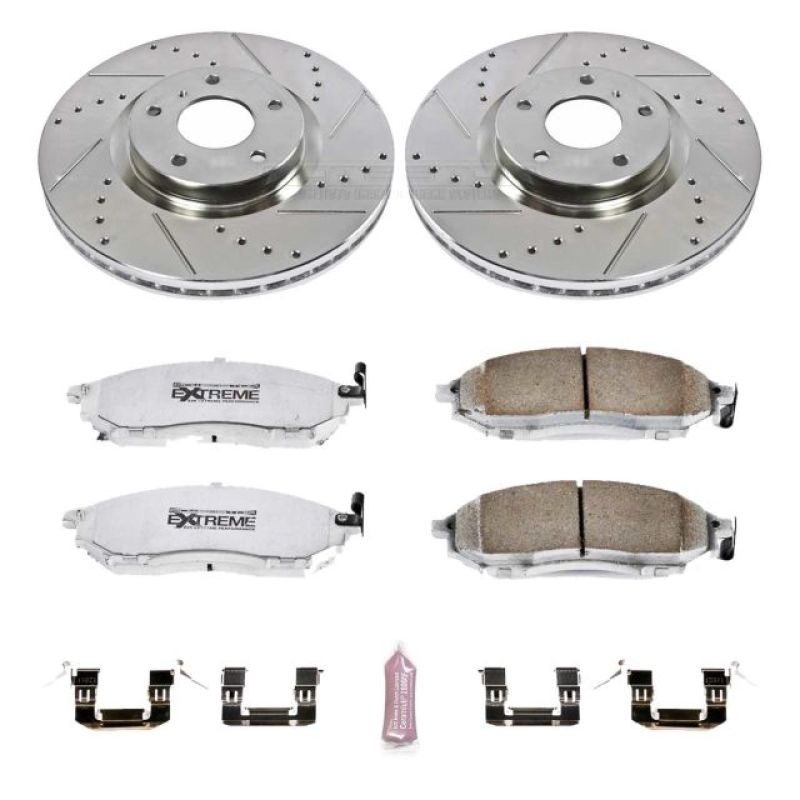 INFINITI G37 Brake Kit - Front - PowerStop - Drilled & Slotted Rotors + Carbon-Fiber Ceramic Pads - `09-`13 INFINITI G37 Brake Kit - Front - PowerStop - Drilled & Slotted Rotors + Carbon-Fiber Ceramic Pads - `09-`13