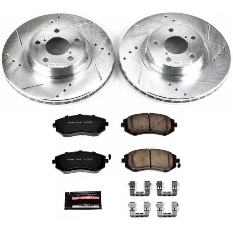 Saab 9-2X Brake Kit - Front - PowerStop - Drilled & Slotted Rotors + Carbon-Fiber Ceramic Pads - `05-`06 Saab 9-2X Brake Kit - Front - PowerStop - Drilled & Slotted Rotors + Carbon-Fiber Ceramic Pads - `05-`06