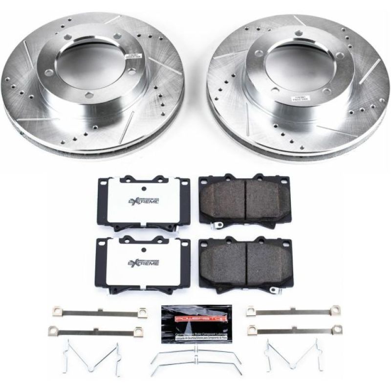 Lexus LX470 Brake Kit - Front - PowerStop - Drilled & Slotted Rotors + Carbon-Fiber Ceramic Pads - `98-`07
