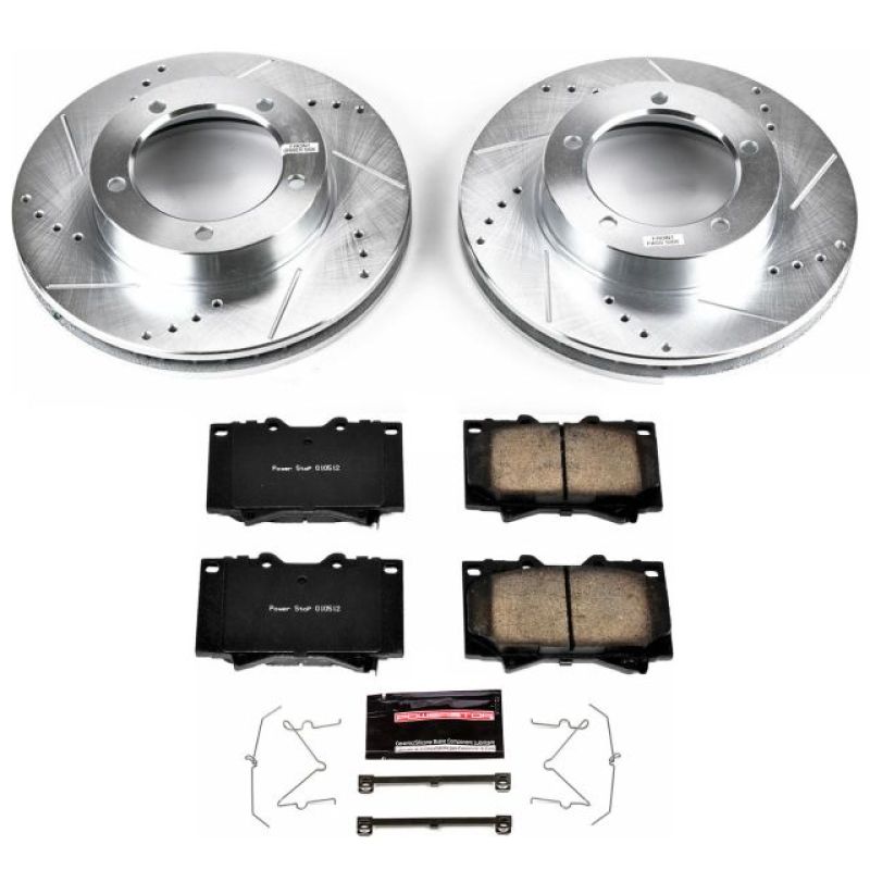 Lexus LX470 Brake Kit - Front - PowerStop - Drilled & Slotted Rotors + Carbon-Fiber Ceramic Pads - `98-`07