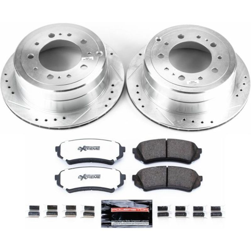 Lexus LX470 Brake Kit - Rear - PowerStop - Drilled & Slotted Rotors + Carbon-Fiber Ceramic Pads - `98-`07